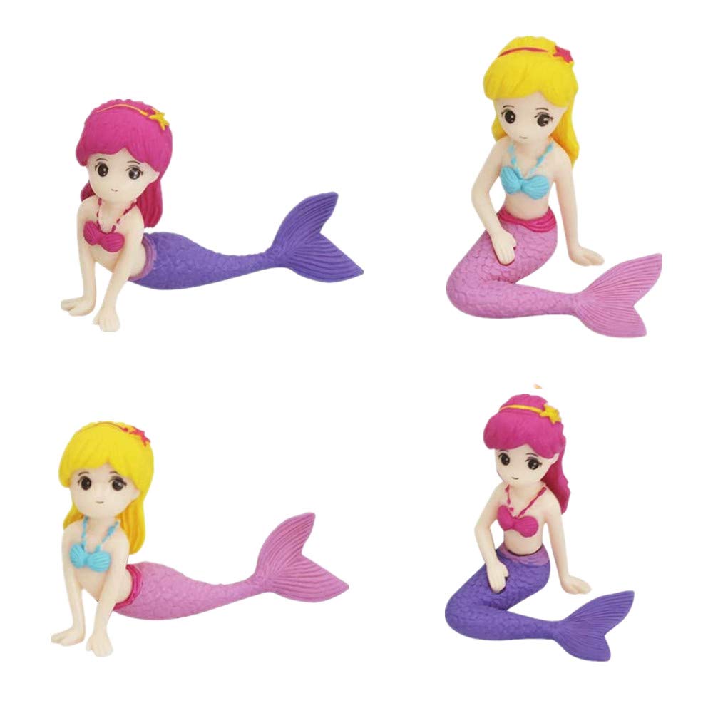 LAIYOHO 4pcs Mermaid Aquarium Ornaments - Underwater Arts and Crafts Decorations for Themed Parties.