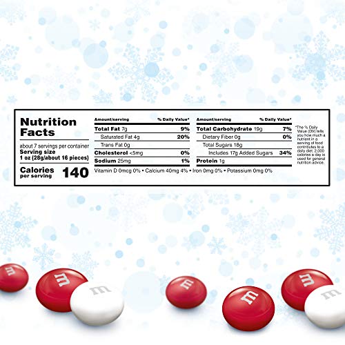M&M'S Holiday White Chocolate Peppermint Christmas Candy, 7.44-ounce Bag