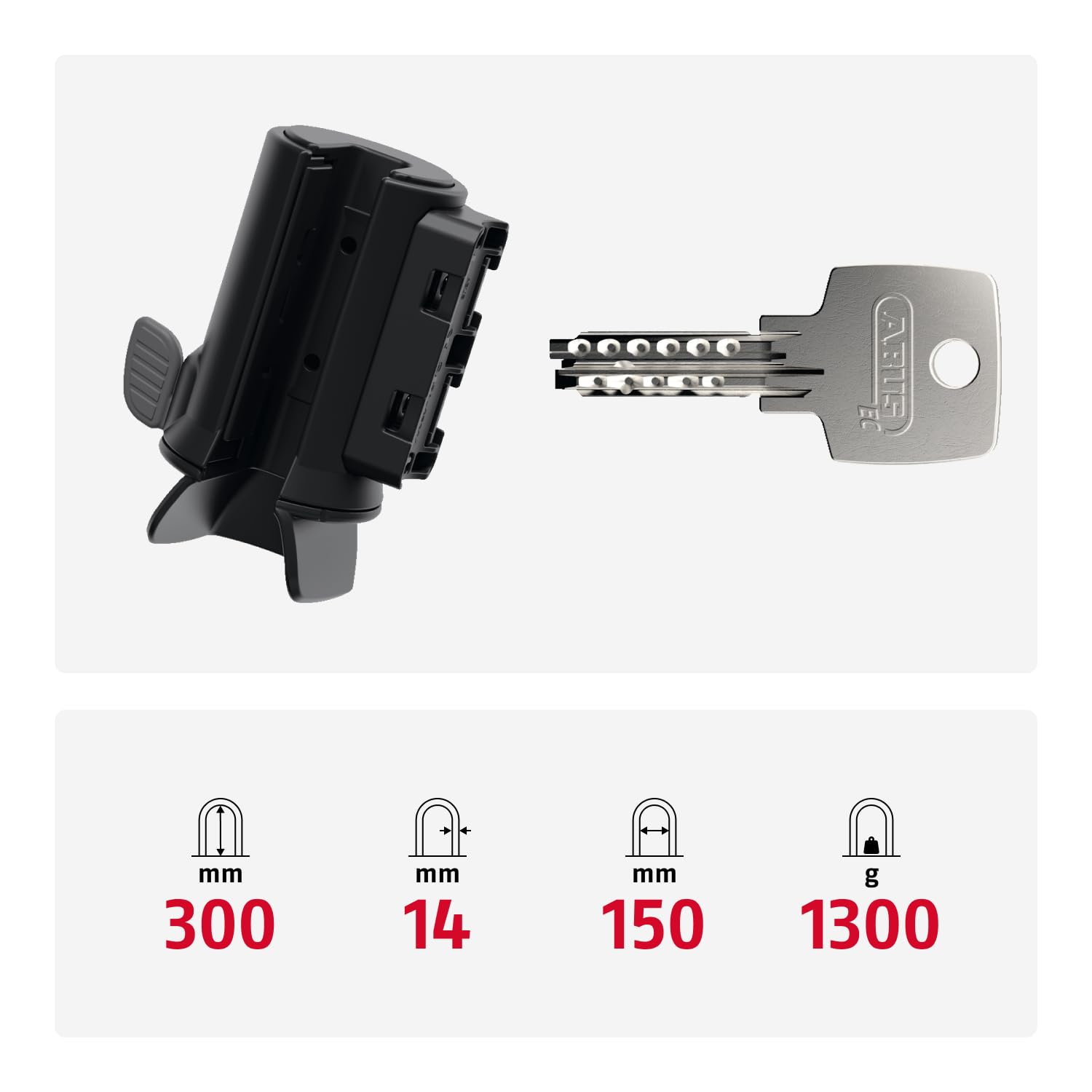 ABUS Bügelschloss Granit 460 + SH B-Halterung - Fahrradschloss mit 12 mm starkem Rundbügel und Wendeschlüssel - ABUS-Sicherheitslevel 9-300 mm Bügelhöhe 4