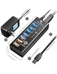 smartdelux 7 puertos de carga port hub usb con 4 puertos USB 3.0 de aluminio y 3 SMART, LED, 152,4 cm Cable Largo..., SDU3-P4C3