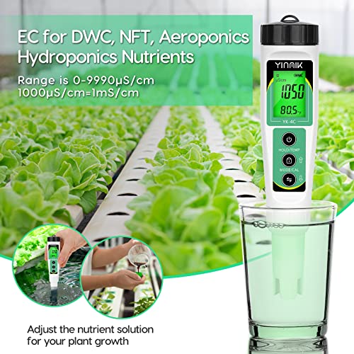 YINMIK EC TDS Meter 4 in 1 Conductivity TDS Salinity Temperature Meter ...