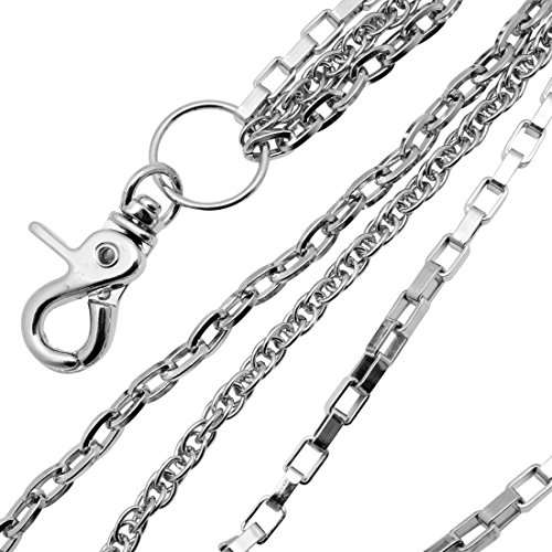 Uniqsum Simple Slim Triple wallet chain Swivel Trigger snap Lightweight Biker Punk Key chain (Silver)