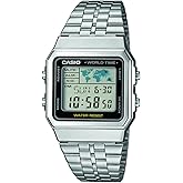 Casio Unisex Digital Watch with Stainless Steel Strap &ndash; A500WA-1D