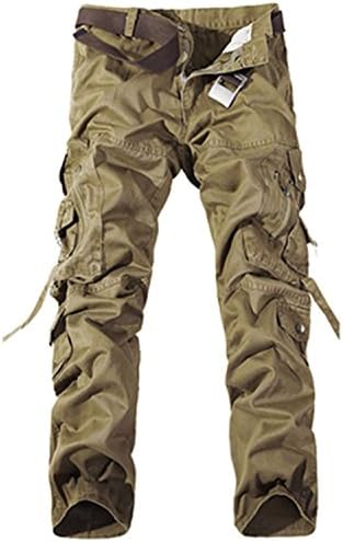 Mistere Fashion Mens Cargo Pants Solid Color Military Men Pants Quality Cotton Casual Pants Men Khaki32