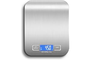 Balança de Cozinha Digital para Alimentos em Inox Resistente a Água Com Base Antiderrapante e Visor de Alta Definição Pesagem de 1g até 10kg