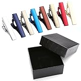 Zysta 2-8pcs Mens Stainless Steel Luxury Fashion Tie Bar Pinch Clip Set, Exquisite GQ Classic Skinny Ties 1.3 Inch, Gift Box
