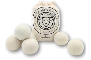 100% Organic New Zealand Sheep Wool Dryer Balls, Set of 6 XL – Eco-Friendly Reusable Non-Toxic Fabric Softener Alternative, N