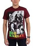 Bob Marley Collage Adult Men's Maroon T-Shirt