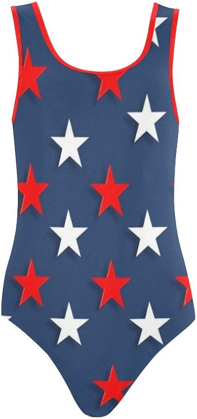 blue bathing suit with white stars