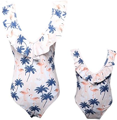 Qunlei Mommy and Me One Piece Swimsuit Floral Family Matching Swimwear for Women Girls