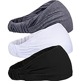 Mudder 3 Pieces Elastic Sports Headband Wicking Sweatband 5 Inch for Fashion, Yoga and Exercise (Multicolor)