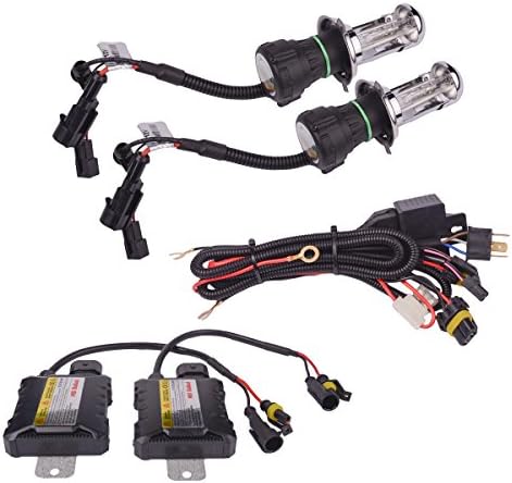 AZQKJ H4-3 6000K Diamond White Color Xenon High Intensity Discharge Replacement Blubs Conversion Kit With Digital Ballasts