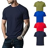 Men’s 100% Cotton T-Shirt, Crew Neck Soft Premium Regular Fit Tee, Plain Short Sleeve Comfort Fit Tees for Men