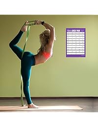 Avocadu - Poses de yoga para dolor de espalda y cuello con correa de yoga de 5.9 in incluida, póster premium de 15.7 in x 24.0 in con postes ilustrados de flujo de yoga para ejercicios en el hogar