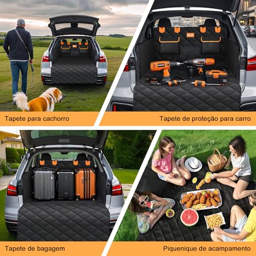 Capa Protetora Carro Pet Proteção 4 em 1 Porta-malas Impermeável Fundo Reforçado Lavável À Máquina Universal