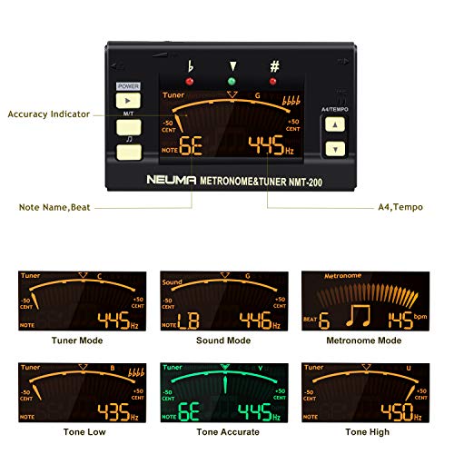 image for NEUMA Digital Metronome Tuner for Guitar, Bass, Violin, Ukulele, Chrom