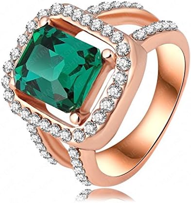 Myn Jewelry Green Ring Women Fashion Jewelry Rose Gold Plated Austrian Crystal Anniversary Ring SWA Elements Ri-HQ0366