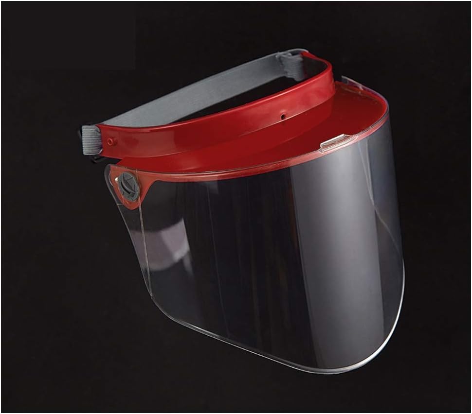 Iyan Face Shield Clear Plastic Visor Eye Head Protective Face Mask Hat Anti Saliva Splash Proof For Outdoor Office Kitchen (Color : Red)