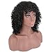 Mildiso Afro Wigs for Black Women Short Curly Wig with Bangs Kinkys Wigs African American Hair Wig Jet Black with Wig Cap M023