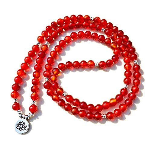 image for Yoga_Girl_USA Root Chakra Red Carnelian Mala & Lotus Charm 108 Beads 8