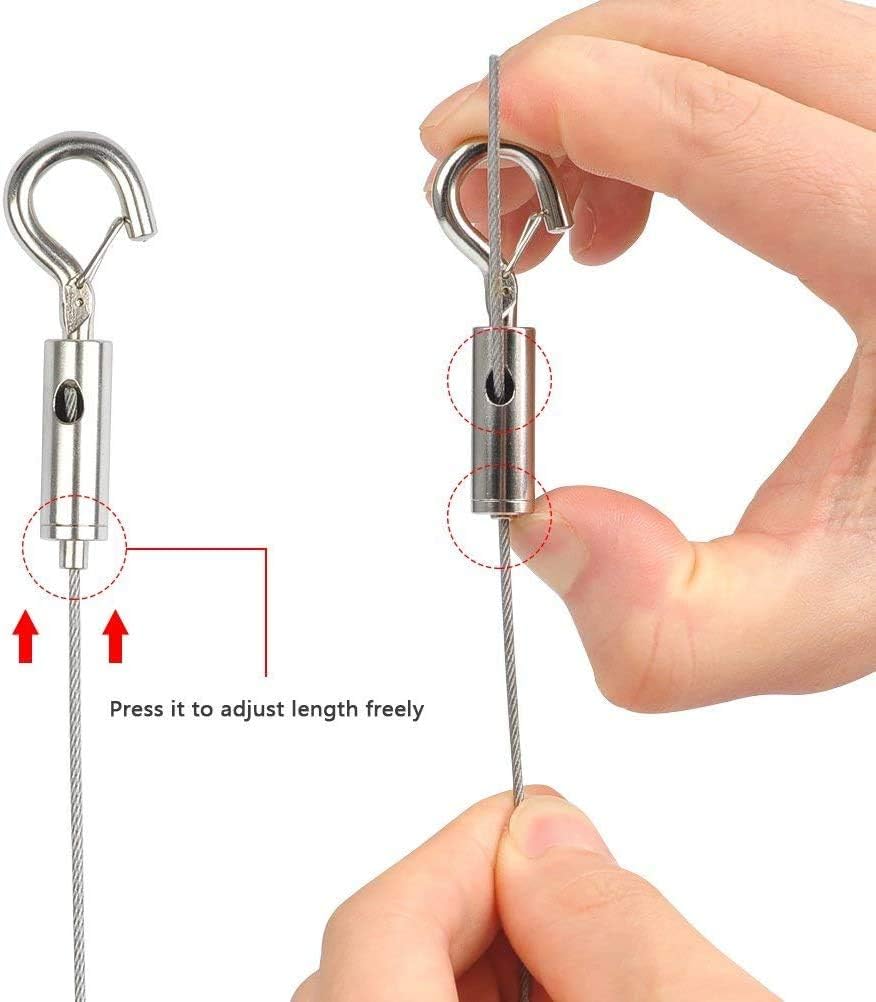 TAIANJI 4 Pcs Picture Hanging Wires with Hook Adjustable Stainless Steel Wire Ropes 1.5mm x 2m Heavy Duty Hanging Wire for Mirror Light/Lamp - Image 3