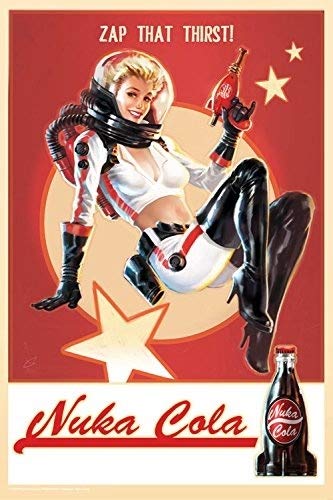 Nuka Cola Pin-Up Metal Wall Sign Replica - Decorative Tin Poster for Bar, Hall, Garage - 7.8x11.8 Inch