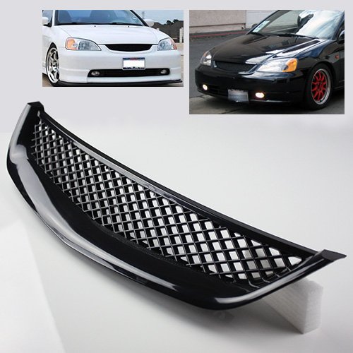 ModifyStreet Black ABS Plastic JDM Mesh Sport Grille for 01-03 Honda Civic 2/4DR EM/ES