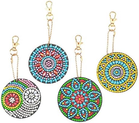 Keychains DIY, Mandala Full Drill Diamond Painting Special Shaped Bag Pendant 5pcs