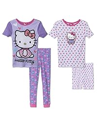 Komar Kids 4 piezas Pijamas Pijamas Set con pantalón corto de las niñas y pantalones, 5