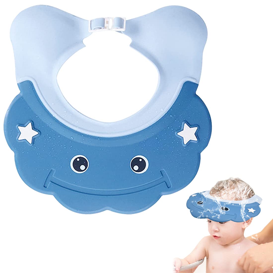 HOTLIKE Baby Shower Cap Shield, Adjustable Shower Cap for Kids, Baby Hair Washing Cap Shampoo Shield for Eyes Ears and Face Protection, Bath Visor Hat Silicone Water Guard Hats for Toddlers, Infant