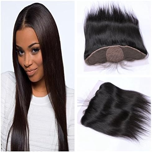 Derun Hair Best Quality 100% Virgin Brazilian Human Hair Silky Straight 14" 13x4 Natural Color ear to ear silk base lace Frontal Closure