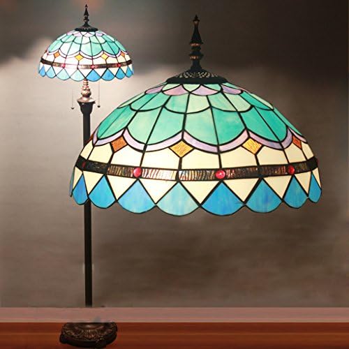 Gweat Tiffany 16-inch Mediterranean European Pastoral Style Elegant Luxury Creative Handmade Stained Glass Tiffany Floor Lamp - Blue
