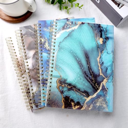 Koogel 4 Stück Spiral Notizbuch A5, 80 Blatt Blau Hardcover Spirale Notizblock College liniert Tagebuch für Damen und Herren Arbeit Büro Schule