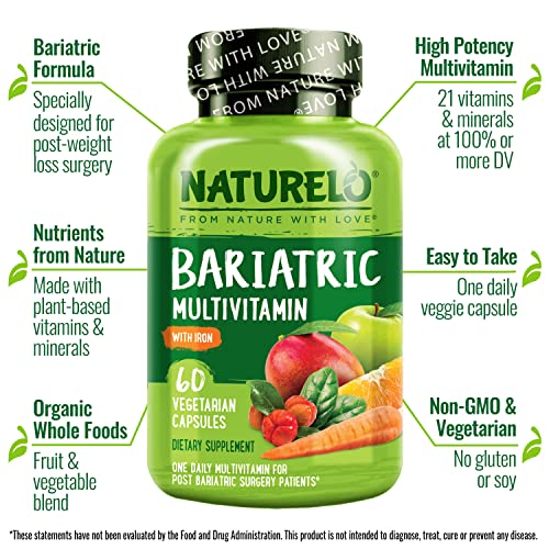 NATURELO Bariatric Multivitamin One Daily with Iron Supplement for