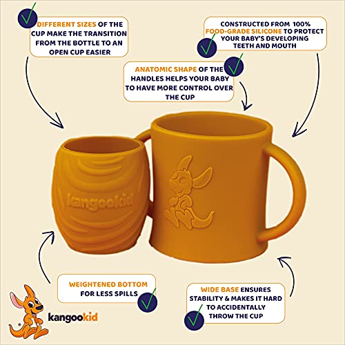 Kangookid Open Cup Set for Baby 2 Handled Open Tiny Cups for Toddlers