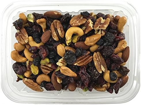 Happy Snacks Very Berry Trail Mix - Cranberries, Cherries, Blueberries, Almonds, Cashews, Pecans & Pistachios - Resealable Plastic Tub - 1 Pound (16 oz)