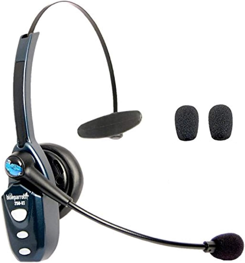 Global Teck Bundle of KX-TCA285 and KX-TCA385 Compatible Bluetooth Headset - BlueParrott 250-XT Bluetooth Headset Includes Car Charger and Extra Cushions