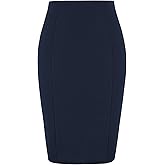 Kate Kasin Womens Knee Length Elastic Waist Stretchy Bodycon Plaid Business Pencil Skirt