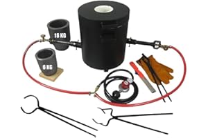 LSMIITTH 16KG/35LBS Propane Smelting Furnace Kits with Double Forge Burners, Foundry Casting Furnace with Crucibles(16KG&6KG) and Large Crucible Tongs for Melting Metals Recycled Gold Copper Aluminum