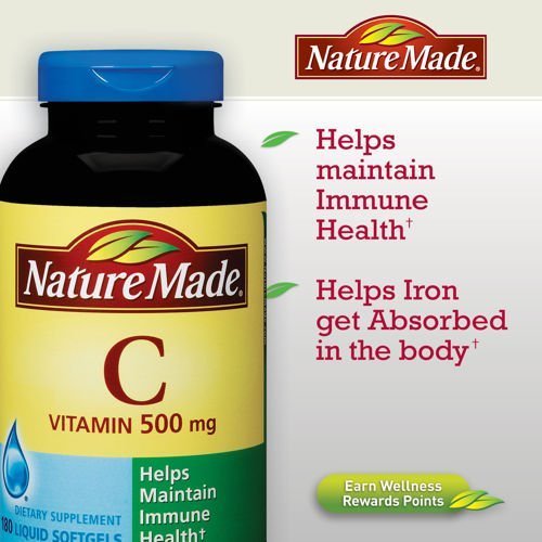 Nature Made Vitamin C Liquid Softgel, 500mg 180 Count image