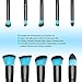 Qivange New Makeup Brush Set, 10 Pcs Professional Foundation Powder Blending Blush Concealer Eye Shadow Face Kabuki Brush (Black with Blue)