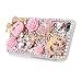 Mavis's Diary iPhone 7 Plus Case (5.5 inch) 3D Handmade Bling Crystal Diamond Shiny Sparkling Rhinestones Full Edge Protective Clear Hard PC Cover (Pink)