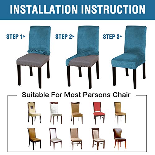 H.VERSAILTEX Velvet Dining Chair Covers Stretch Chair Covers for Dining