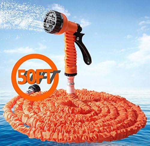 Top Selling 50FT Garden Hose Expandable Magic Watering Hoses Garden Water Pipe With Spray Gun Drip Irrigation Weapons (Orange)