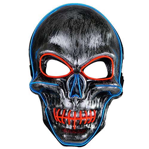 LED Halloween Mask,Scary mask with LED Light,Cosplay Glowing mask for Halloween Festival Party