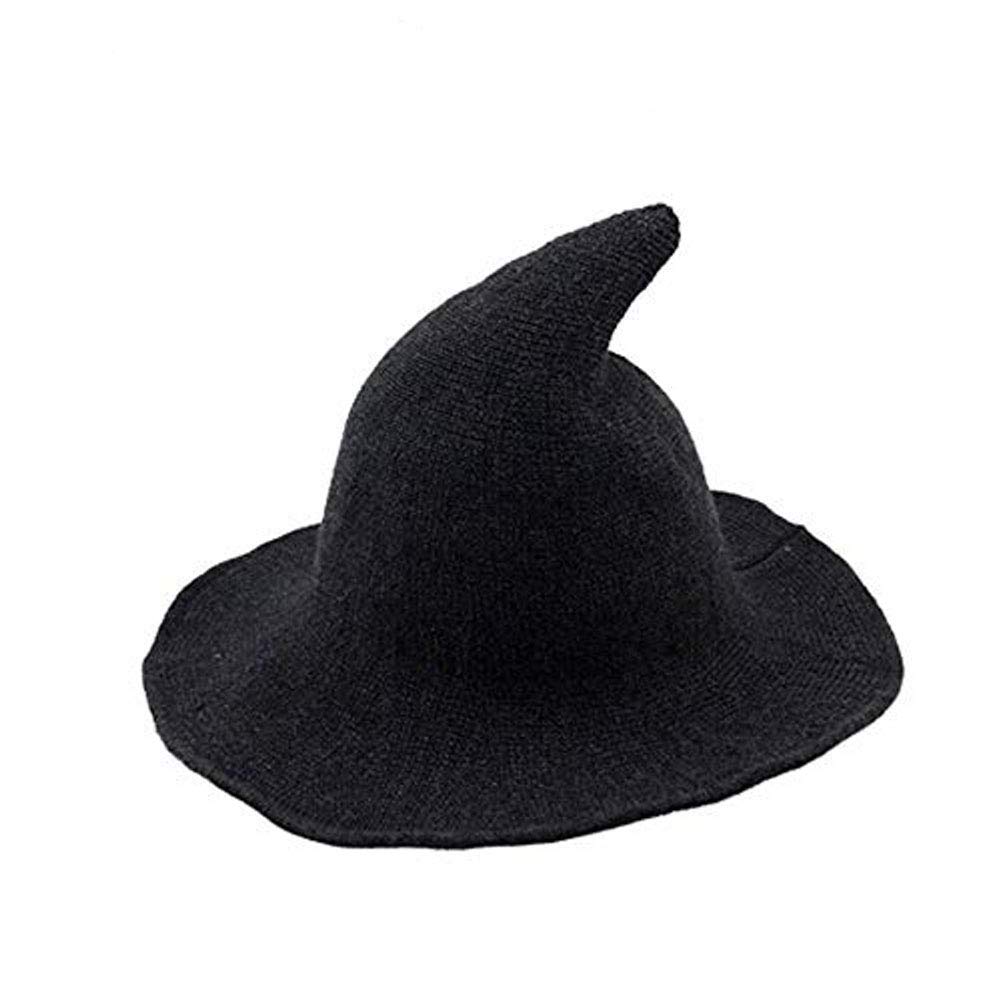 Carolilly Wool Hat Halloween Witch Hat Chic Fashion Elegant Carnival Party One Size - Grey - One size