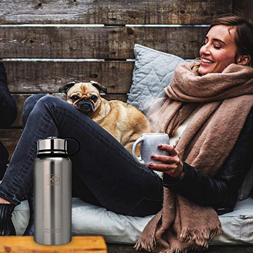 Stainless Steel Vacuum Insulated Water Bottle, Cold for 24 Hours Hot for 12 Hours, 21 OZ - 50 OZ Double Wall Thermos Flask, Travel Sports Leak Proof Drinking Bottle with Metal Strainer, BPA Free