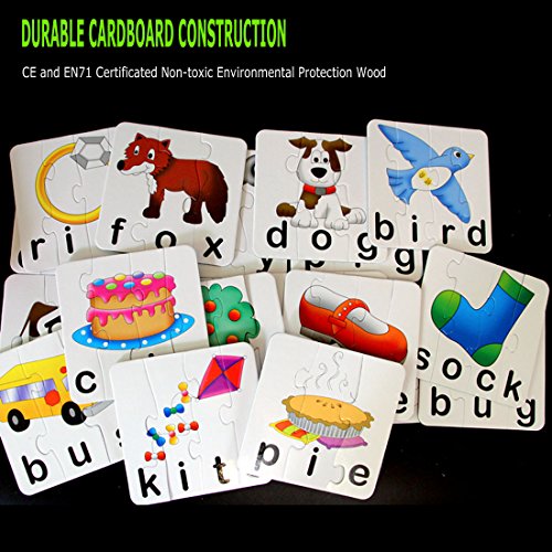 Spelling Toys, SAYEEC Match & Spelling Board Games w/ 10 Three-Piece Word Puzzles and 10 four-Piece Word Puzzles