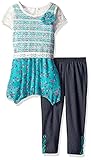 Nannette Girls' 2 Piece Popover Legging Set with a Printed Chiffon Hankerchief