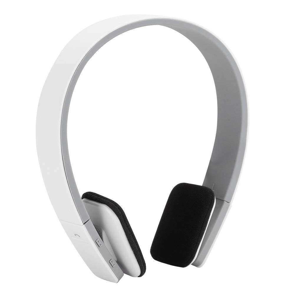 Goshyda Headset, Ergonomic Wireless Bluetooth Stereo Heavy Bass Audio Handsfree Headphone with Microphone, for Outdoor Sports Running Fitness(white)